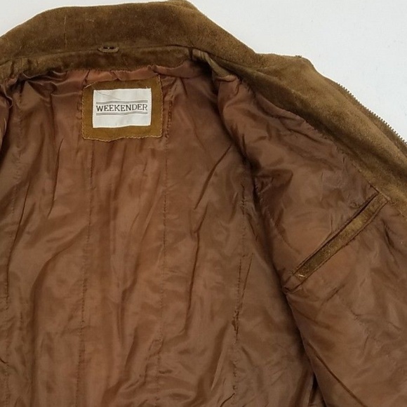 WEEKENDER Vintage  Mens jacket  suede Leather Sz M collar bomber - Picture 7 of 10